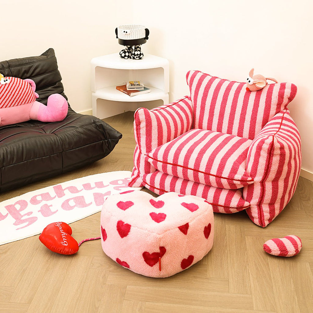 Tabouret cœur à pois rose amour